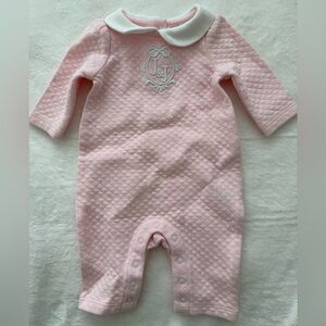 Janie and Jack Pink Quilted Romper Newborn Peter Pan Collar One-Piece